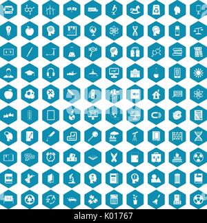 100 education icons sapphirine violet Stock Vector