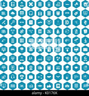 100 education technology icons sapphirine violet Stock Vector