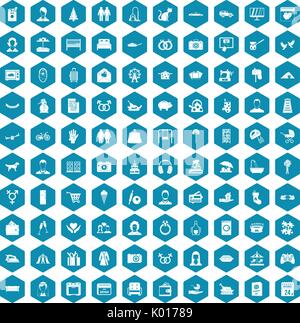 100 family icons sapphirine violet Stock Vector