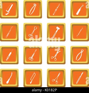 Surgeons tools icons set orange Stock Vector