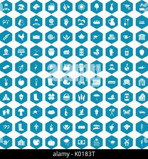100 farm icons sapphirine violet Stock Vector