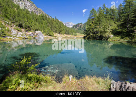 The small lake near Crampiolo known as the Lago delle Streghe, Alpe Devero, Antigorio valley, Piedmont, Italy. Stock Photo