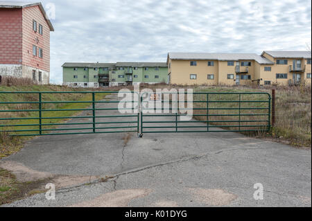 military accommodations on abandoned radar base. Stock Photo