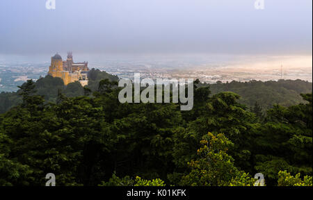 The colorful and decorated castle Palácio da Pena on top of hill São Pedro de Penaferrim Sintra Lisbon district Portugal Europe Stock Photo