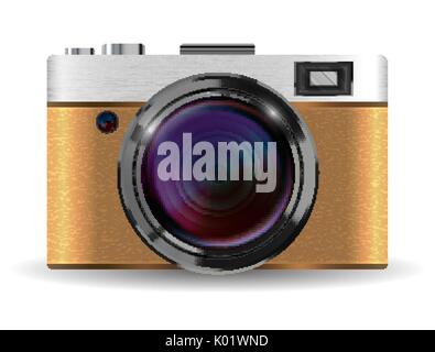 real vintage brown compact pocket camera vector Stock Vector