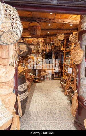 Interior of a typical shop of local food and products in the medieval alleys of the old town Bonifacio Corsica France Europe Stock Photo