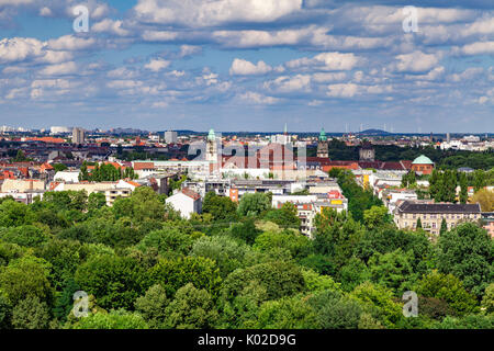 View across Tiergarten in Berlin looking north over rooftops seen from the Victory Column Stock Photo