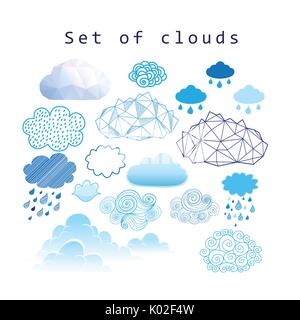 Vector set of different clouds isolated on white background Stock Vector