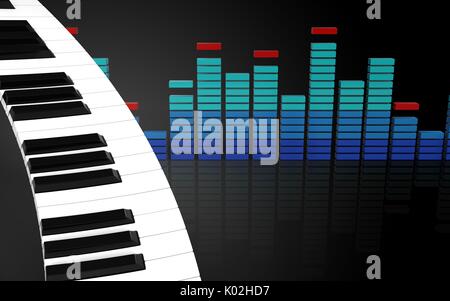 3d illustration of piano keyboard over black background Stock Photo