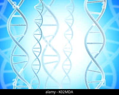 Digital models of DNA structure on abstract blue background. 3d render ...
