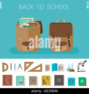 School equipment and backpacks Stock Vector