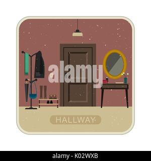 Hallway interior with door. Stock Vector