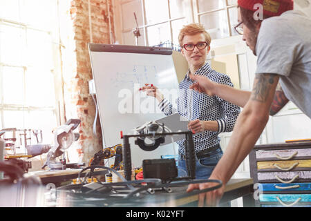 Designers meeting, brainstorming at flipchart in workshop Stock Photo