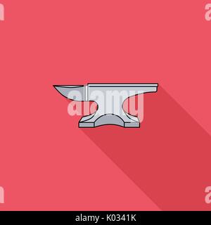Anvil icon. Flat vector related icon with long shadow for web and mobile applications. It can be used as - logo, pictogram, icon, infographic element. Stock Vector