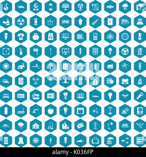 100 electricity icons sapphirine violet Stock Vector