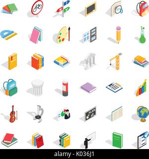 Education in country icons set, isometric style Stock Vector