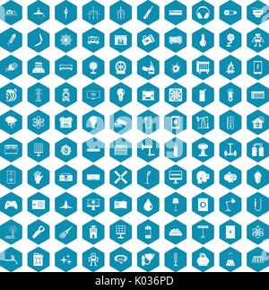 100 energy icons sapphirine violet Stock Vector