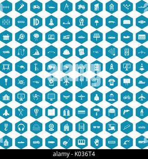 100 engineering icons sapphirine violet Stock Vector