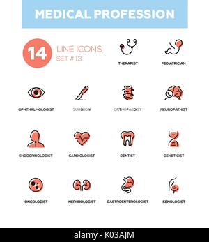 Medical professions - Modern simple thin line design icons, pictograms set Stock Vector