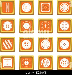 Clothes button icons set orange Stock Vector