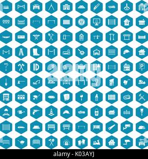 100 fence icons sapphirine violet Stock Vector