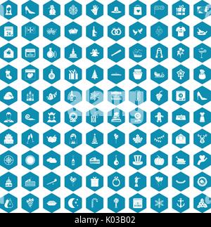 100 festive day icons sapphirine violet Stock Vector