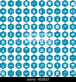 100 fish icons sapphirine violet Stock Vector