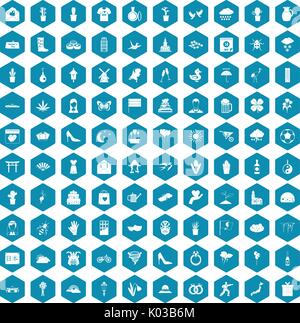 100 flowers icons sapphirine violet Stock Vector