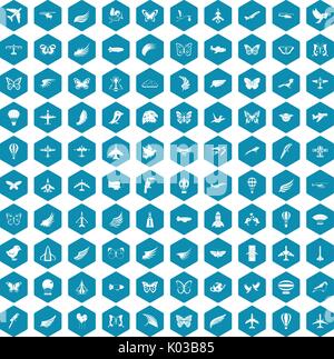 100 fly icons sapphirine violet Stock Vector