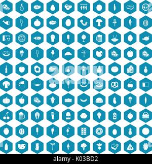 100 food icons sapphirine violet Stock Vector
