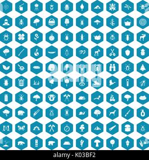 100 forest icons sapphirine violet Stock Vector