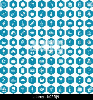 100 fruit party icons sapphirine violet Stock Vector