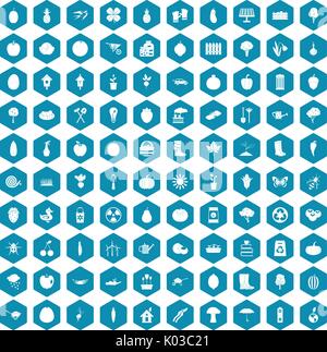 100 garden icons sapphirine violet Stock Vector