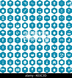 100 gardening icons sapphirine violet Stock Vector