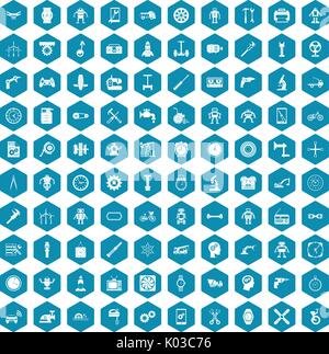 100 gear icons sapphirine violet Stock Vector
