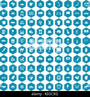 100 geography icons sapphirine violet Stock Vector