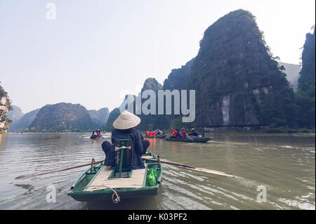 Ninh Binh, Northern Vietnam. Tam Coc excursion on Ngo Dong river. Stock Photo