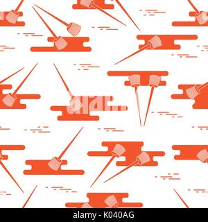 Seamless pattern of paint brushes and paint spots. Tools for repair and construction. Stock Vector