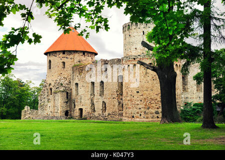 medieval castle in Cesis. Latvia Stock Photo