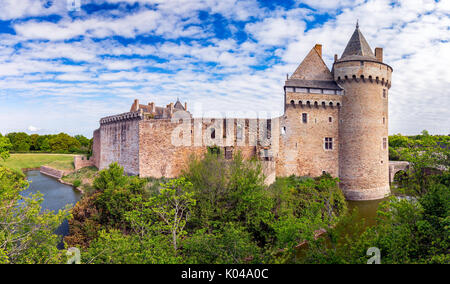 Panoramic view of Chateau de Suscinio in Gulf of Morbihan, Brittany (Bretagne), France. Stock Photo