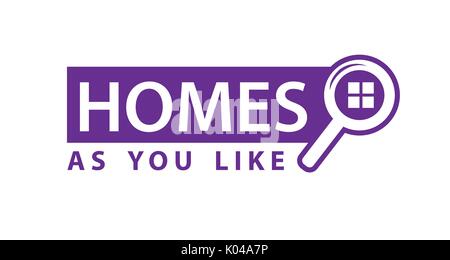 homes as you like sign, searching for home icon, illustration design, isolated on white background Stock Vector