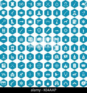 100 guns icons sapphirine violet Stock Vector