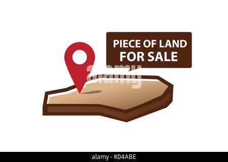 piece of land for sale with pin icon, land illustration, icon design, isolated on white background Stock Vector