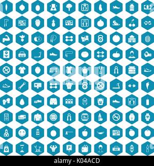 100 gym icons sapphirine violet Stock Vector
