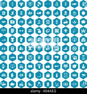 100 hand icons sapphirine violet Stock Vector