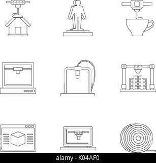 3d printer construct icon set, simple style Stock Vector Image & Art ...