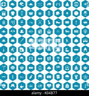 100 hat icons sapphirine violet Stock Vector