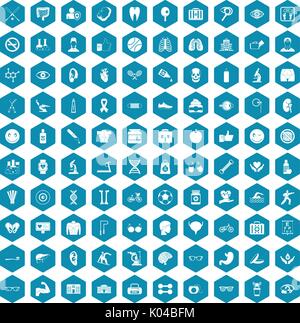100 health icons sapphirine violet Stock Vector