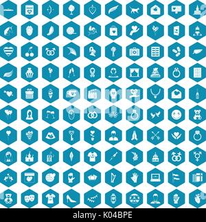100 heart icons sapphirine violet Stock Vector