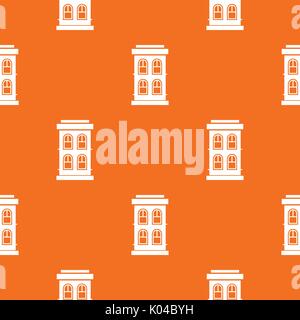 Two-storey house with large windows pattern seamless Stock Vector